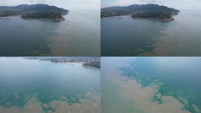 在大连旅顺航拍黄海和渤海分界线