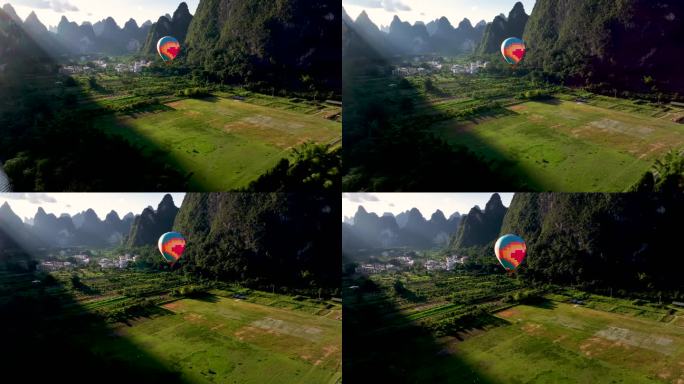 广西桂林漓江唯美浪漫的热气球