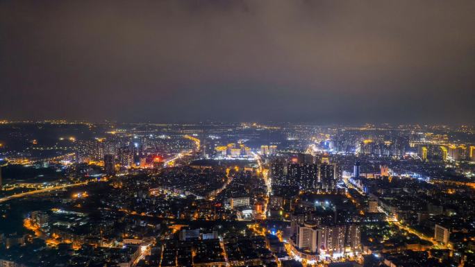 佛山三水区地标建筑城市夜景航拍延时