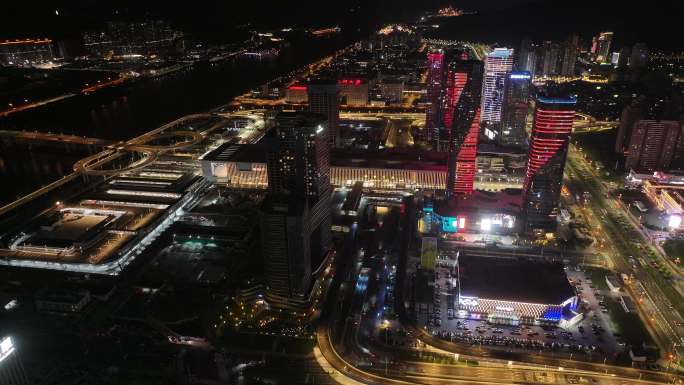 珠海横琴口岸夜景航拍