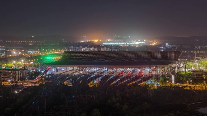 4K武汉城市夜景高铁延时【可商用】