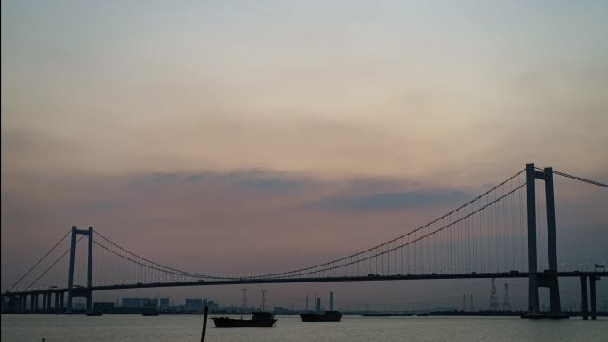广州市番禺区海鸥岛南沙大桥日落延时摄影