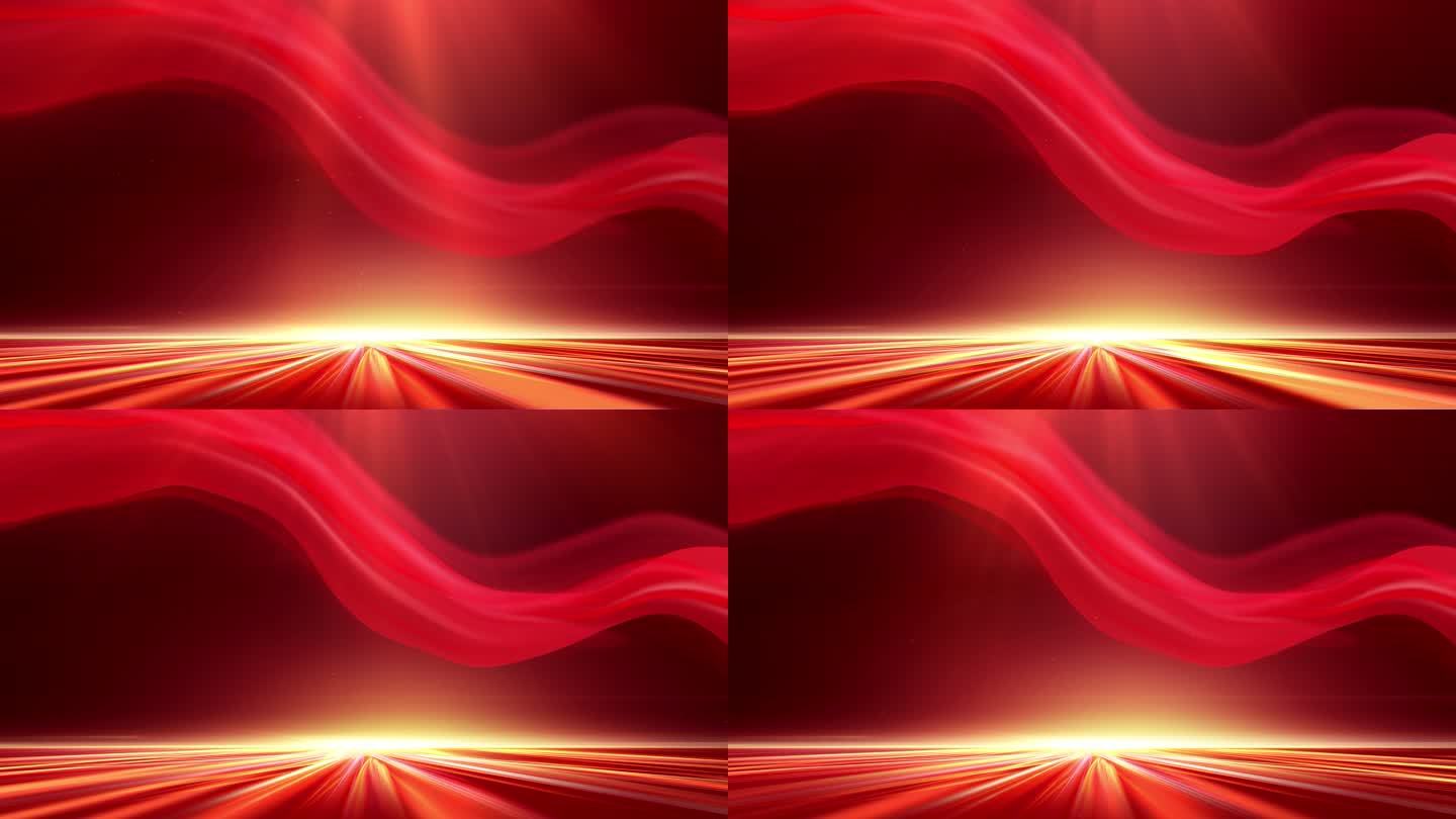 4K红色丝绸飘动光效背景视频素材