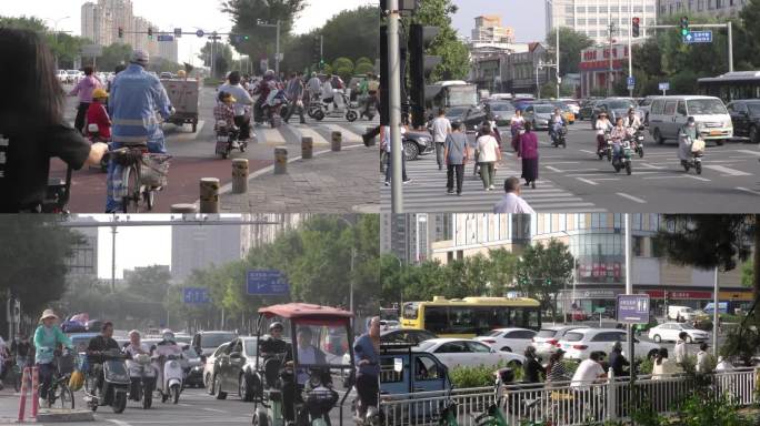 川流不息的车流城市街景上班人文市井上下班