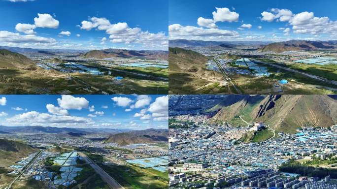 西藏日喀则城市航拍4K