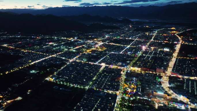 西藏日喀则夜景航拍4K