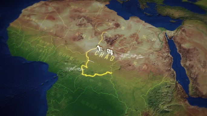 乍得地图地形图（AE模板）