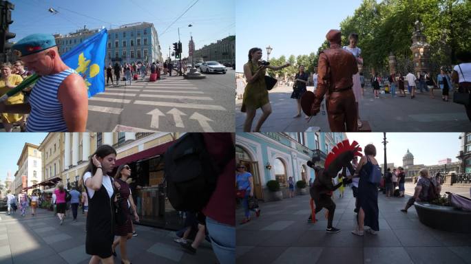 俄罗斯 圣彼得堡 城市 街头 游客