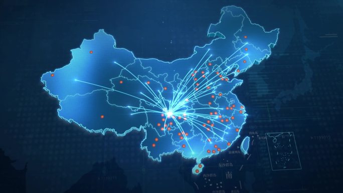 蓝色中国地图