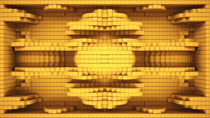 【裸眼3D】明黄光影韵律跳动方块艺术空间