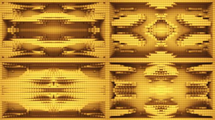 【裸眼3D】明黄光影韵律跳动方块艺术空间