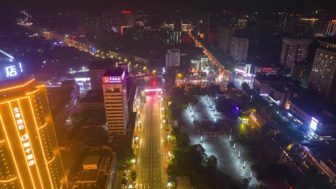 陕西汉中市夜景延时4K航拍