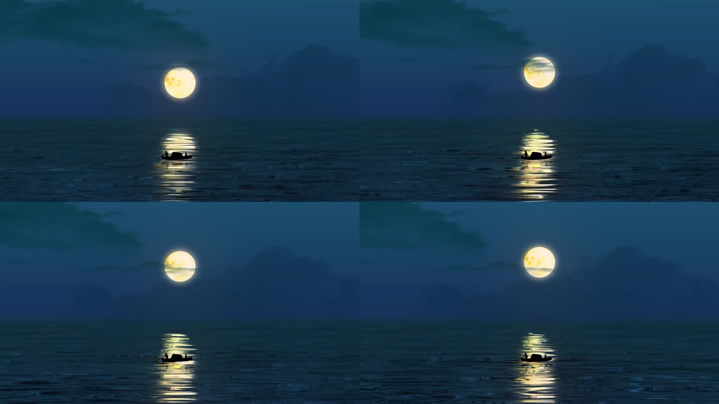 小船海上升明月