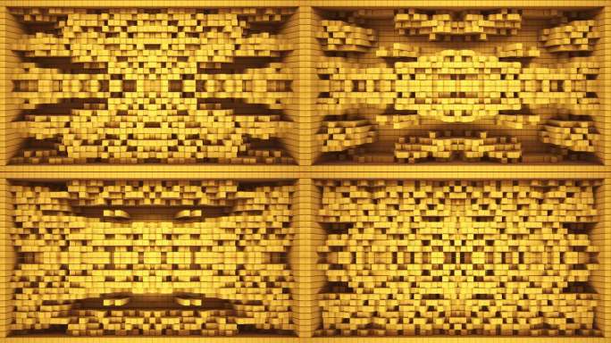 【裸眼3D】明黄光影韵律跳动方块马赛克块