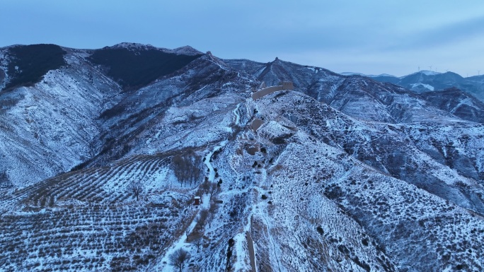 广武明长城雪景航拍 4k60