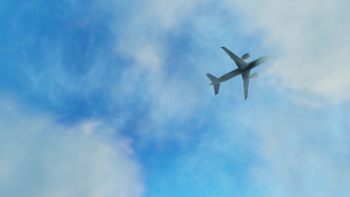 4K 仰望飞机云端飞行