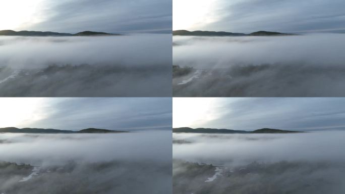 航拍山脉云雾缭绕
