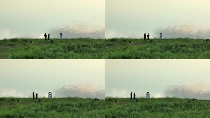 湖边水边新人拍摄婚纱摄影跟拍唯美自然实拍