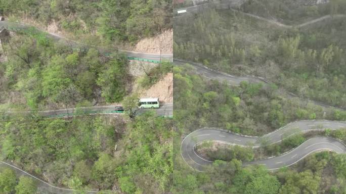 高清竖屏航拍河南山东麓林州太行山弯延路段