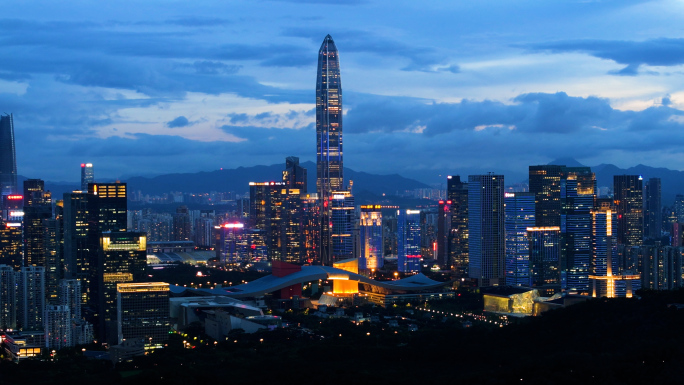 深圳福田区市民中心夜景航拍