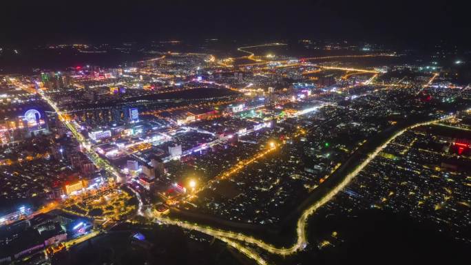 陕西榆林夜景延时大景4K航拍