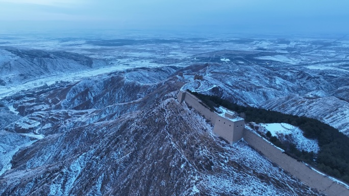 广武明长城雪景航拍 4k60