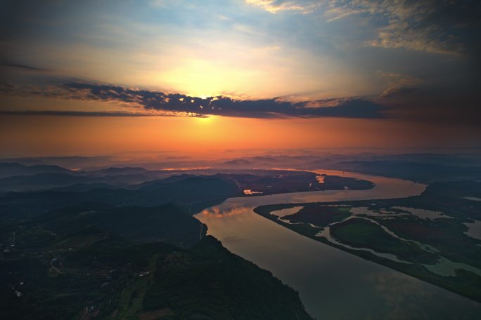 霞光山川江河流域自然景观