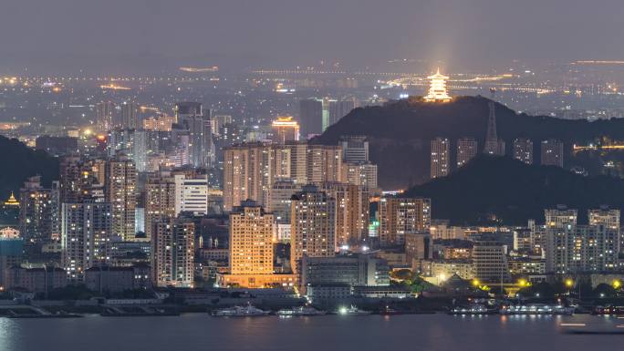 台州椒江太平山日转夜景延时航拍天盛中心