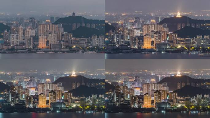 台州椒江太平山日转夜景延时航拍天盛中心