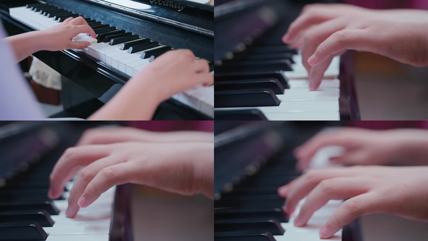 弹钢琴手特写唯美