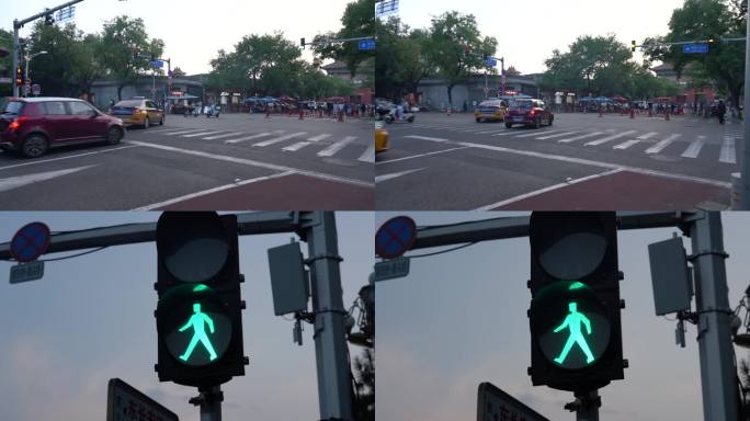 4K北京城市街道交通红绿灯实拍视频