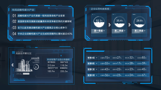 蓝色科技框科技屏HUD