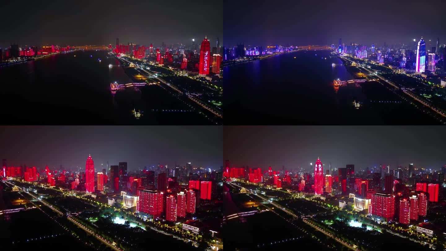 武汉汉口江滩夜景 滨江商务区延时摄影