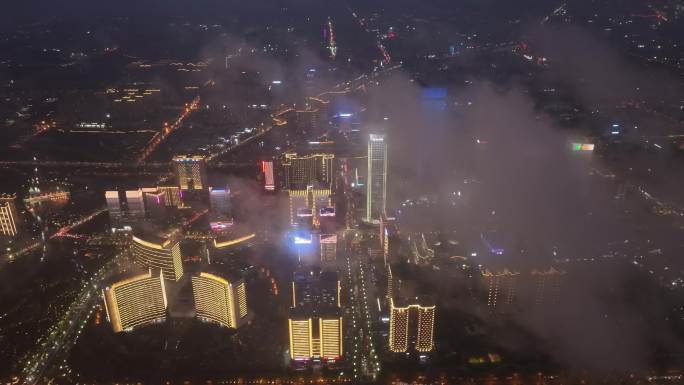 西安高新绿地中心都市之门cbd航拍穿云