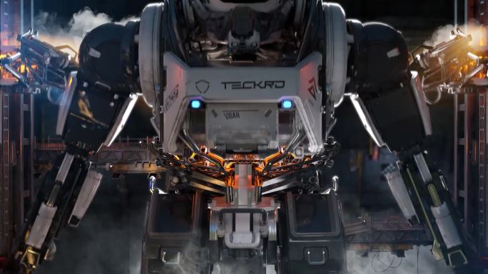 科幻机甲巨型机器人写实工厂赛博朋克C4D