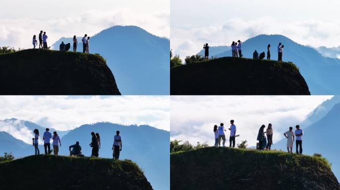 登山  登顶 山顶眺望远方