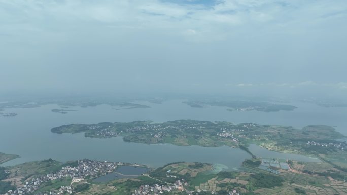 田园乡村航拍鄱阳湖湿地公园农村湖泊田野