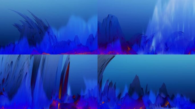 【宽屏时尚背景】蓝色光影山体叠影混沌空间
