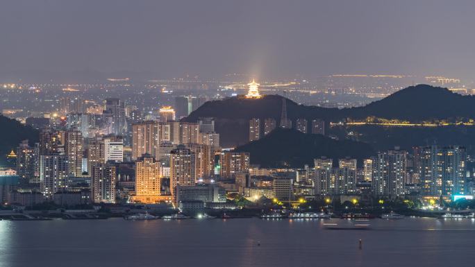 台州椒江太平山日转夜景延时航拍天盛中心