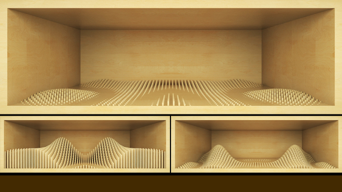 【裸眼3D】原木艺术方条立体空间墙体投影
