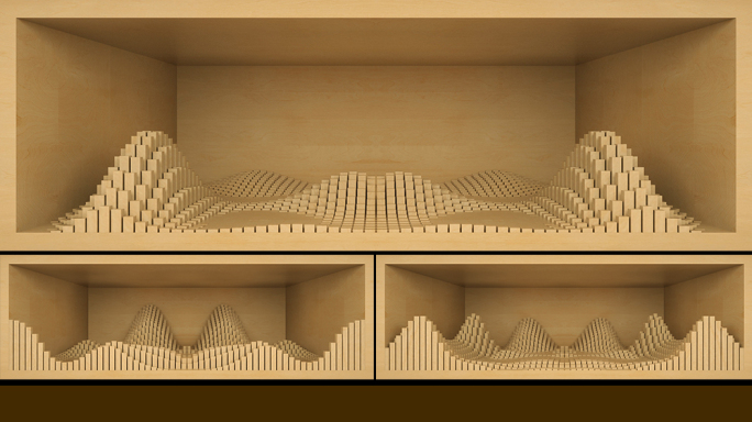 【裸眼3D】原木波形艺术方条空间墙体投影