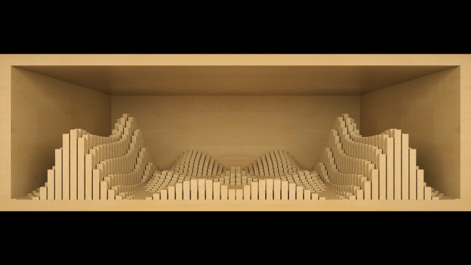 【裸眼3D】原木波形艺术方条空间墙体投影