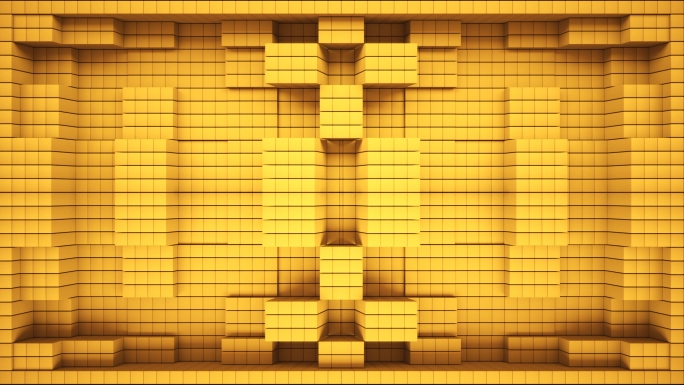 【裸眼3D】明黄光影韵律跳动方块几何空间