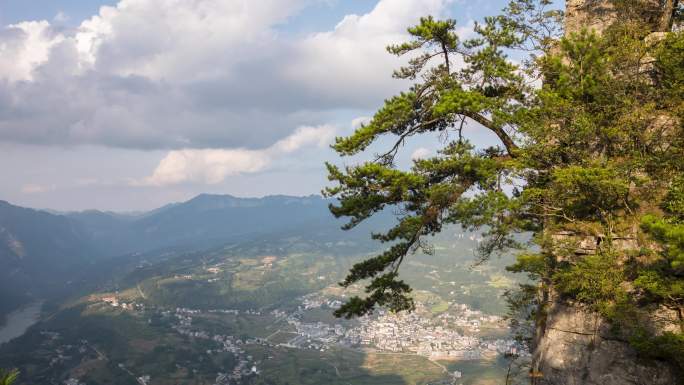 4K延时摄影 湖北恩施大峡谷风景 迎客松