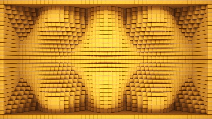 【裸眼3D】明黄光影韵律曲线方块艺术空间