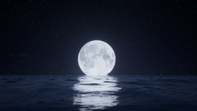 水面海面月亮视频素材