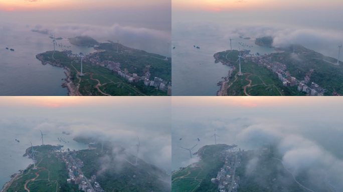 惠安县小岞风车岛云海大范围航拍延时4K
