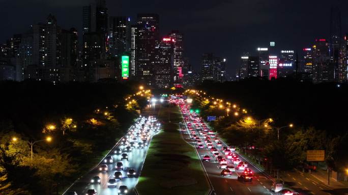 深圳福田区深南大道蓝调夜景