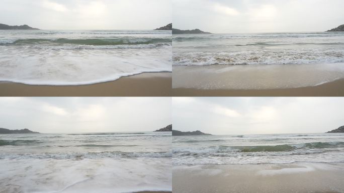 浪拍向沙滩上