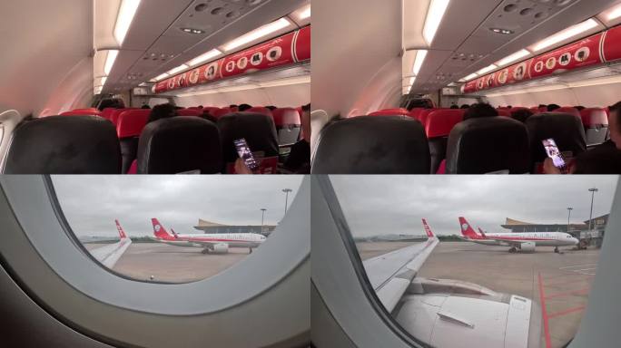 亚航航空飞机内3个镜头4K